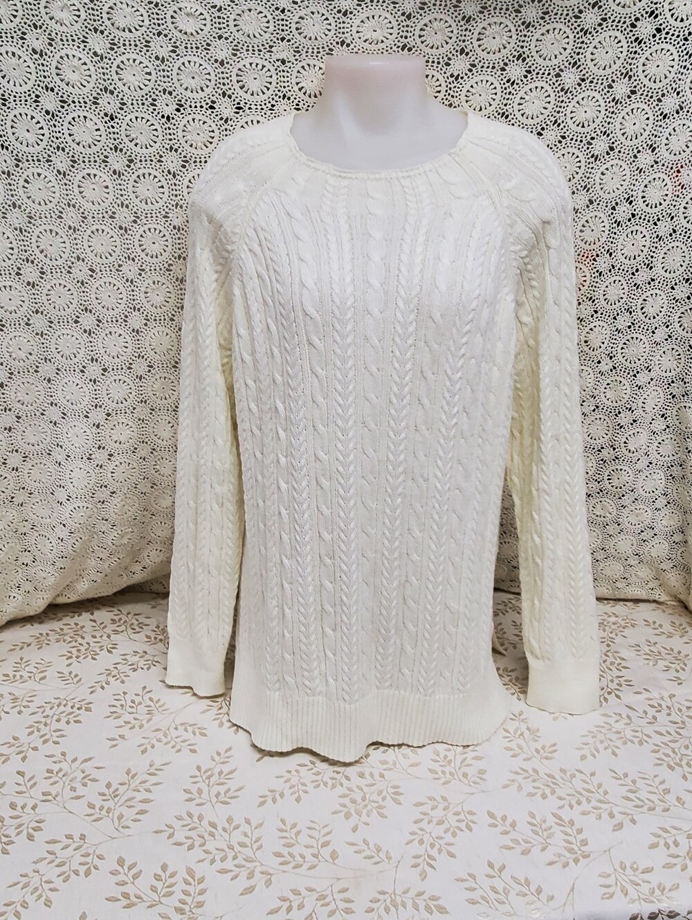Bleu Gray Fine Cableknit Sweater XXL